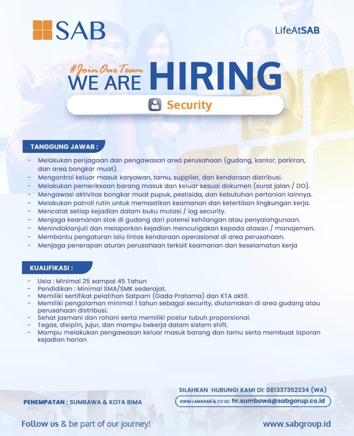 Ass. SPV Logistik, Security, dan Sales