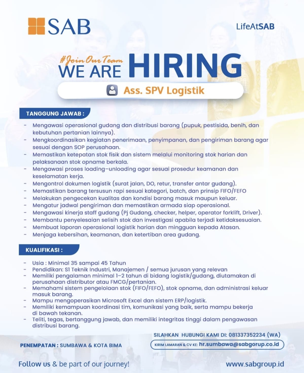 Ass. SPV Logistik, Security, dan Sales