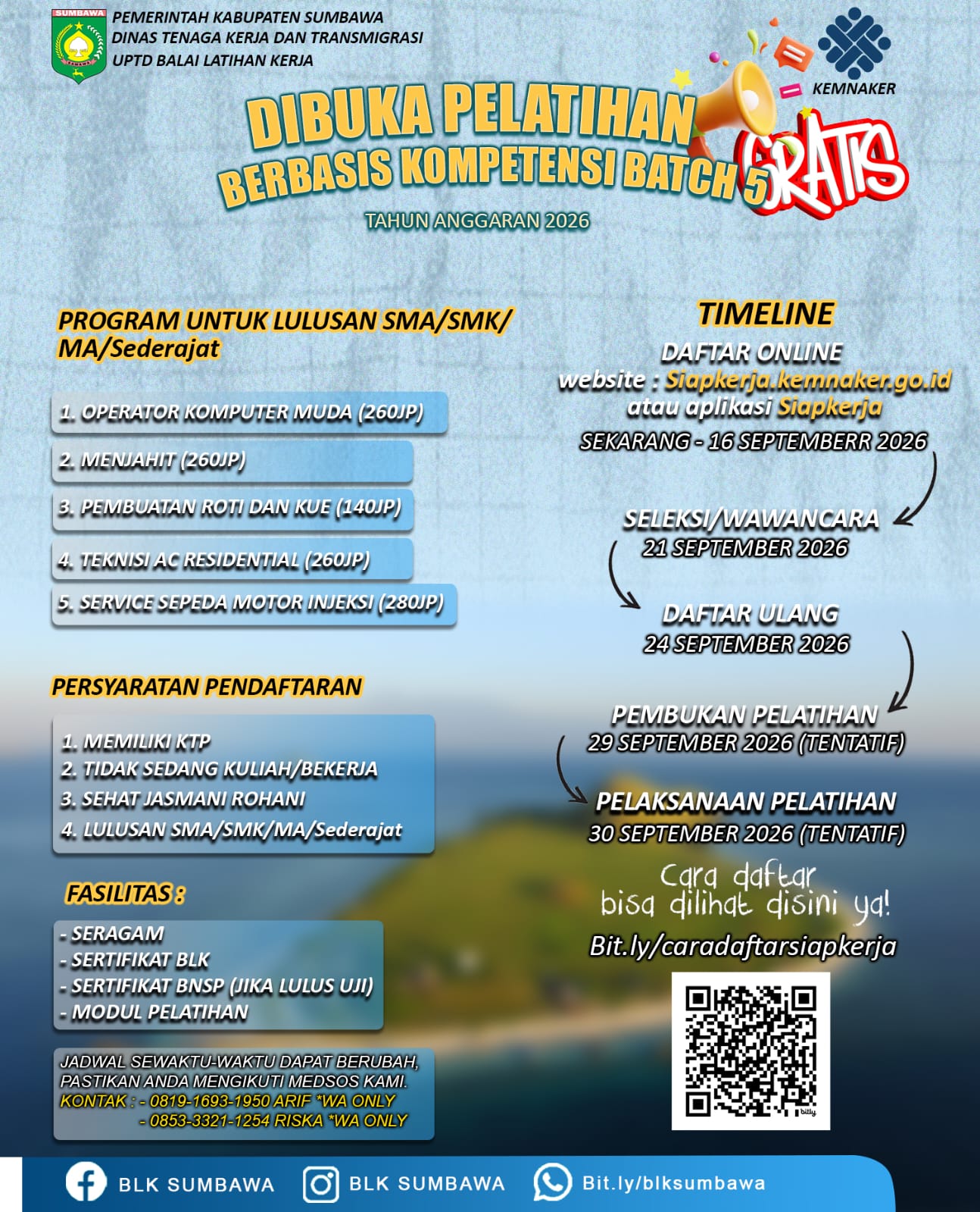 PELATIHAN GRATIS BATCH 5 UPTD BLK SUMBAWA 