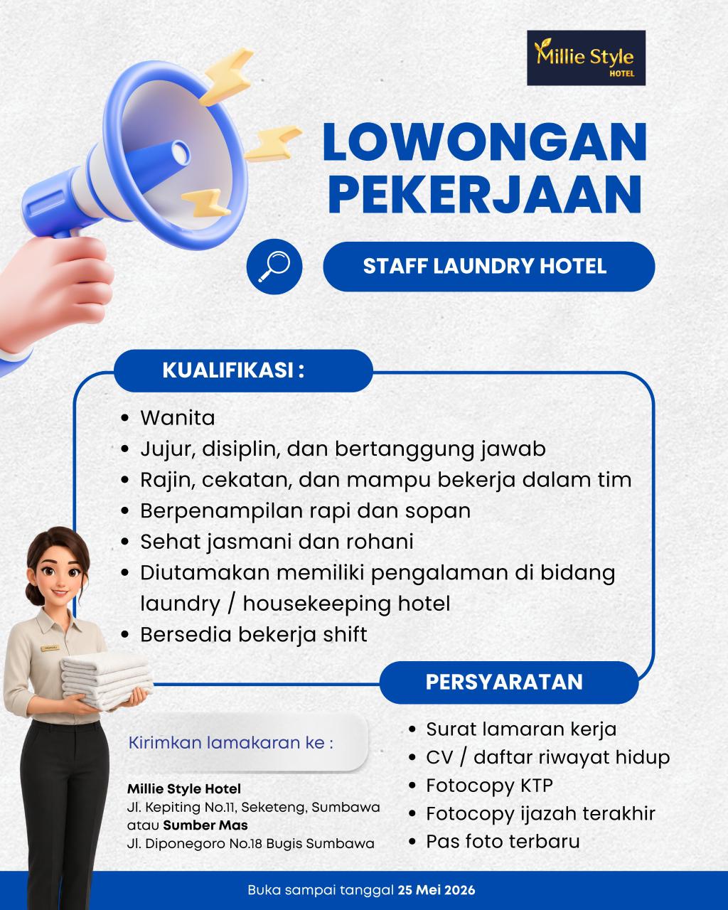 Staff Laundry Hotel dan Front Office