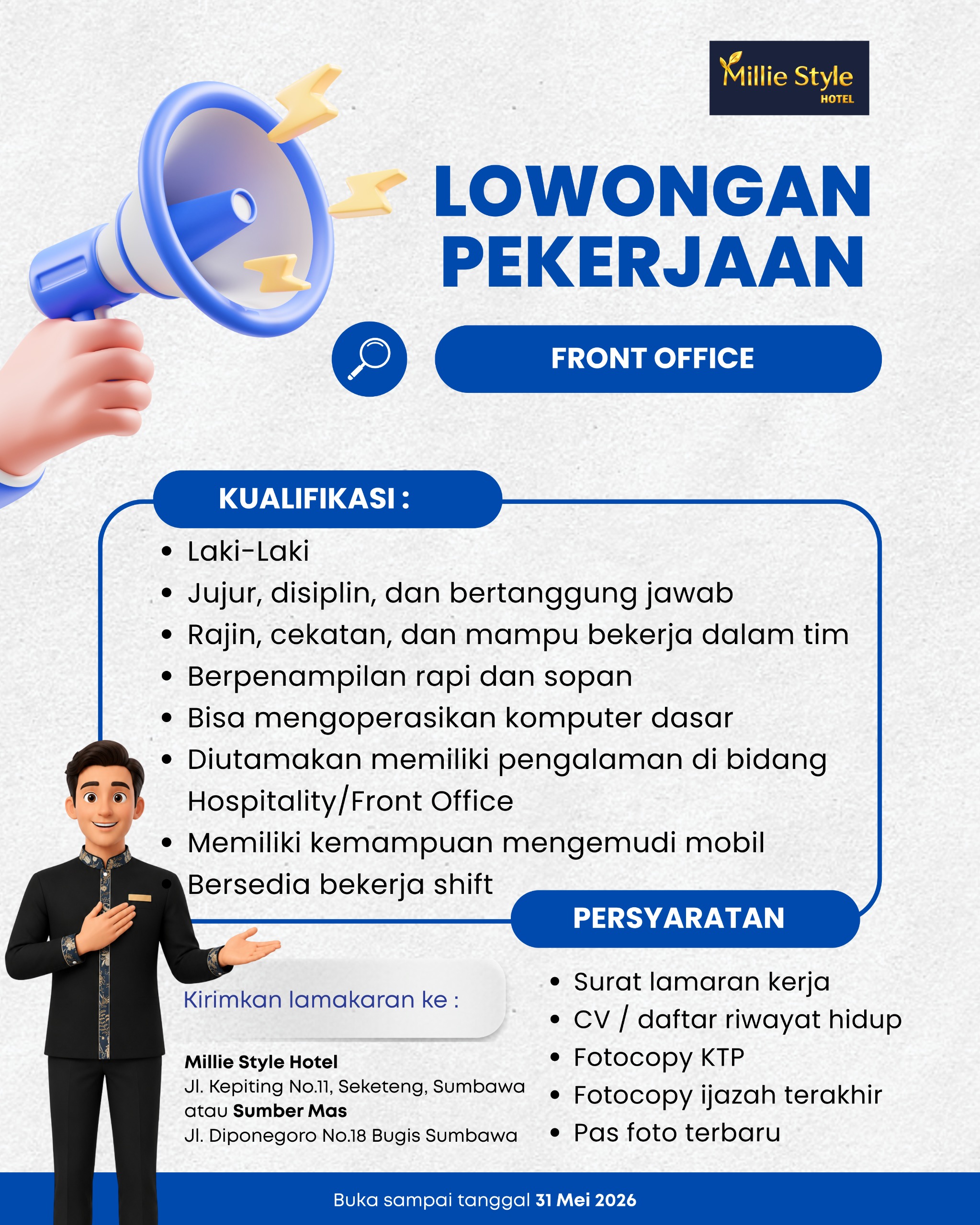 Staff Laundry Hotel dan Front Office