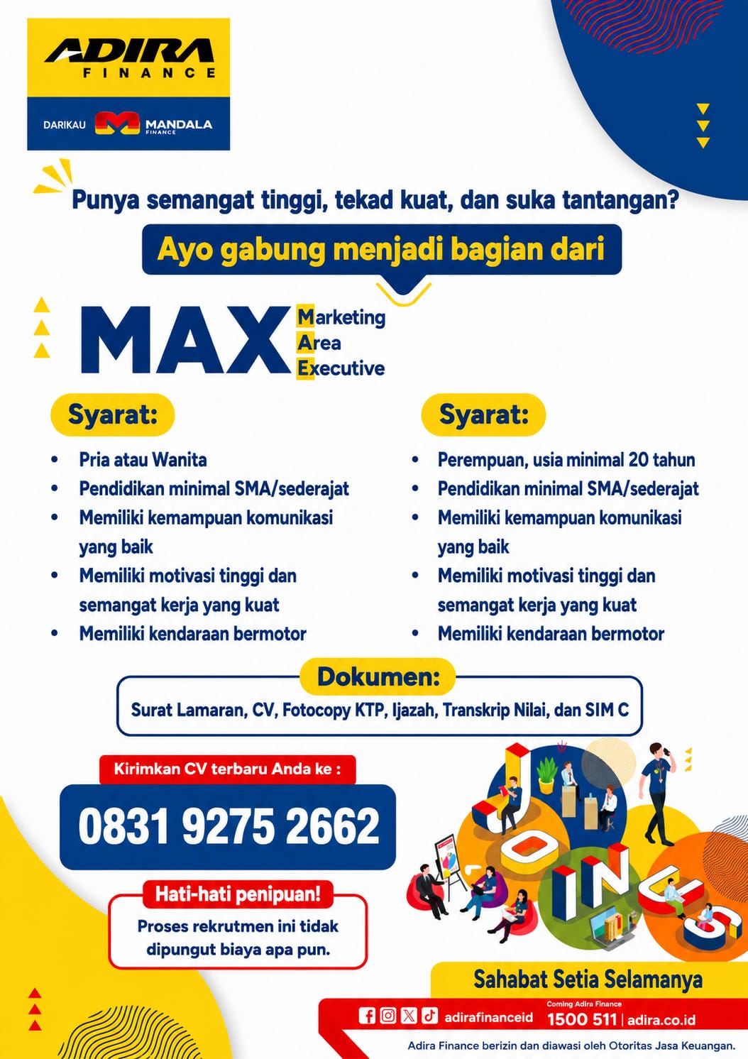 Lowongan  MAX Marketing, Area dan Excutive