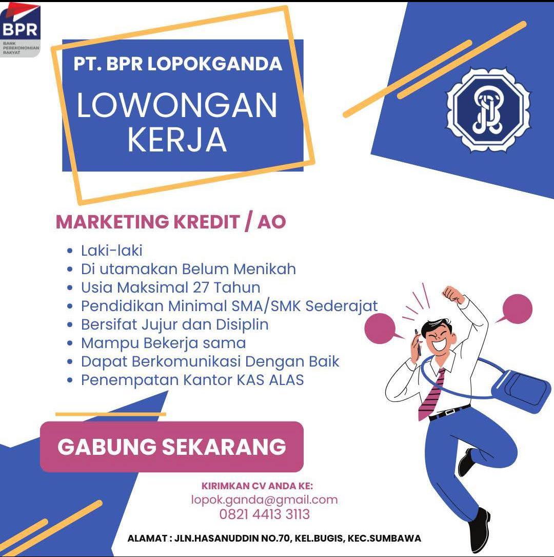 Lowongan Admin Tabungan dan Deposito, dan Marketing Kredit / AO